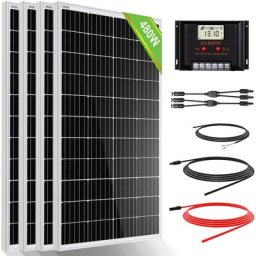 Kit de panneaux solaires 480W 12V hors reseau avec panneau solaire 120W, contrôleur de charge