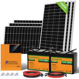 Kit de panneaux solaires 1000W 24V avec onduleur solaire hybride 3000W 24V et batterie rechargeable