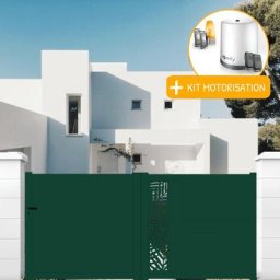 Portail aluminium coulissant découpe laser en kit + Motorisation dimension L.3000 (entre piliers) x