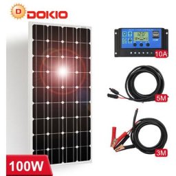 Dokio - 12v 100W Kit de panneaux solaires à grille mono pour maison/batterie/camping-car/bateau