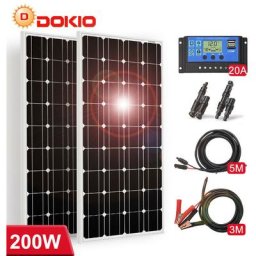 Dokio - 12v 200W Kit de panneaux solaires à grille mono pour maison/batterie/camping-car/bateau