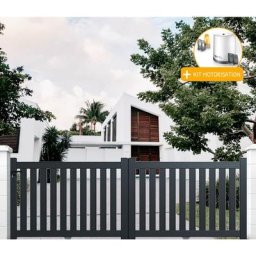 Portail aluminium coulissant ajouré en kit+ Motorisation dimension L.4000 (entre piliers) x H.1200