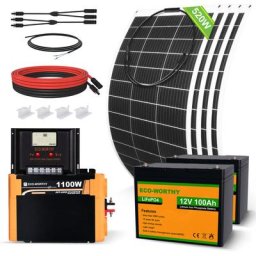 Eco-worthy - Kit complet de panneau flexible solaire 520W avec batterie lithium LiFePO4 100Ah 12V