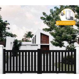 Portail aluminium coulissant ajouré en kit+ Motorisation dimension L.3000 (entre piliers) x H.1200