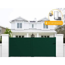 Portail aluminium coulissant plein en kit + Motorisation dimension L.3000 (entre piliers) x H.1500