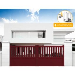 Portail aluminium battant semi-ajouré en kit + Motorisation dimension L.3000 (entre piliers) X