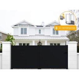 Portail aluminium coulissant plein en kit + Motorisation dimension L.3000 (entre piliers) x H.1500