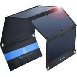 28W Panneau Solaire Pliable avec Ampèremètre Numérique, BigBlue Chargeur Solaire Portable avec 2