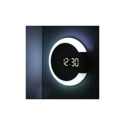 Horloge murale LED, télécommande créative, horloge numérique, miroir creux, alarme de température,