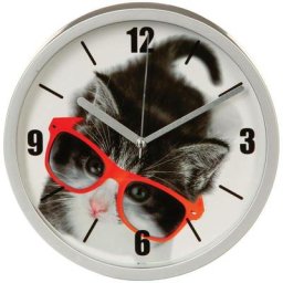 Atmosphera - Horloge Chat - verre - D22 cm créateur d'intérieur - Modèle 3