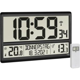 60.4521.01 radiopiloté(e) Horloge murale 360 mm x 28 mm x 235 mm noir grand écran - Tfa Dostmann