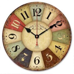 Horloge Pendule Murale en Bois Shabby Style Rétro Rose 30cm