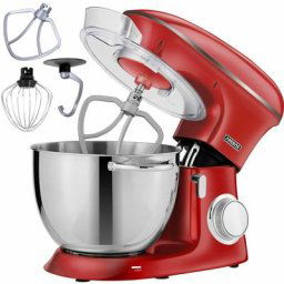 Robot Pâtissier Professionnel 1500W Rouge Robot de Cuisine Multifonction xxl Bol d'Acier Inoxydable
