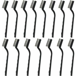 Mini Brosse Métallique (Lot de 20) - Brosse Acier Inoxydable avec Manche Incurvé & Trou d'Accroche