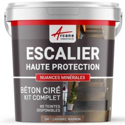 Arcane Industries - Béton Ciré Escalier - Kit complet - 5 m² (en 2 couches) - Caramel Marron