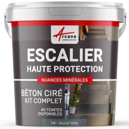 Arcane Industries - Béton Ciré Escalier - Kit complet - 2 m² (en 2 couches) - Mulot Gris - Mulot