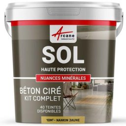 Béton Ciré Sol en Kit - Primaire et vernis de finition inclus - 10 m² (en 2 couches) - Nankin Jaune