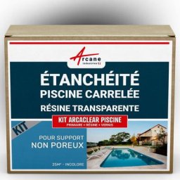Resine transparente etancheite piscine carrelee - 25 m², support non poreux - Transparent