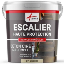 Arcane Industries - Béton Ciré Escalier - Kit complet - 5 m² (en 2 couches) - Lin Beige - Lin Beige