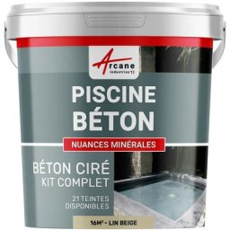 Arcane Industries - enduit piscine béton ciré revetement piscine - 16 m² - Lin Beige - Lin Beige