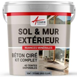 Béton ciré extérieur pour sol mur terrasse escalier enduit décoratif minéral en kit - 10 m² (en 2