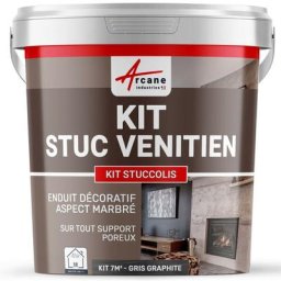 Kit stuc venitien enduit stucco spatulable décoratif kit stuccolis - kit jusqu'à 7 m² - Gris