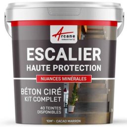 Arcane Industries - Béton Ciré Escalier - Kit complet - 10 m² (en 2 couches) - Cacao Marron - Cacao
