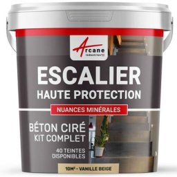 Arcane Industries - Béton Ciré Escalier - Kit complet - 10 m² (en 2 couches) - Vanille Beige