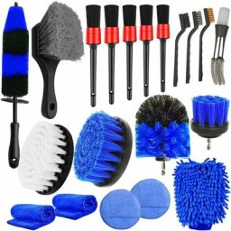 20 Kit Nettoyage Voiture avec Brosse Jante Voiture,Brosse Perceuse,Gant Microfibre Chiffon