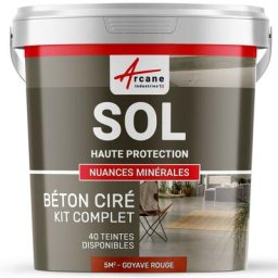 Béton Ciré Sol en Kit - Primaire et vernis de finition inclus - 5 m² (en 2 couches) - Goyave Rouge