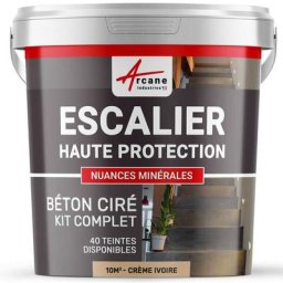 Arcane Industries - Béton Ciré Escalier - Kit complet - 10 m² (en 2 couches) - Creme Ivoire - Creme