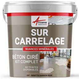 Béton ciré sur carrelage cuisine salle de bain mural sol plan de travail décoratif revêtement