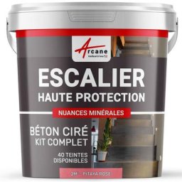 Arcane Industries - Béton Ciré Escalier - Kit complet - 2 m² (en 2 couches) - Pitaya Rose - Pitaya