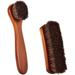 Brosse Chaussure,2 pcs Brosses à Chaussures en Poils Naturel en crin de Cheval + Petite Brosse à