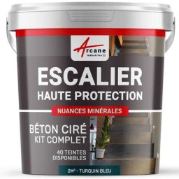 Arcane Industries - Béton Ciré Escalier - Kit complet - 2 m² (en 2 couches) - Turquin Bleu