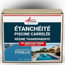 Resine transparente etancheite piscine carrelee - 10 m², support poreux - Transparent - Transparent