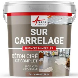 Béton ciré sur carrelage cuisine salle de bain mural sol plan de travail décoratif revêtement