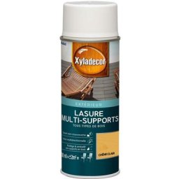 Lasure aérosol multi-supports tous types de bois extérieur - aspect mat chêne clair 400 mL