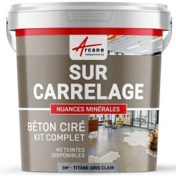 Arcane Industries - Béton ciré sur carrelage cuisine salle de bain mural sol plan de travail