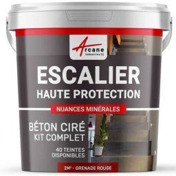 Arcane Industries - Béton Ciré Escalier - Kit complet - 2 m² (en 2 couches) - Grenade Rouge
