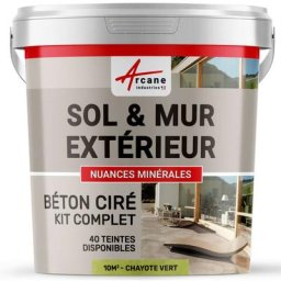 Béton ciré extérieur pour sol mur terrasse escalier enduit décoratif minéral en kit - 10 m² (en 2