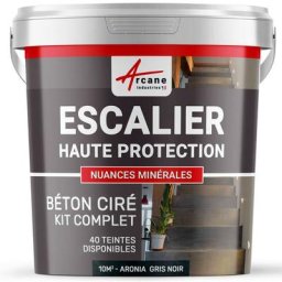 Arcane Industries - Béton Ciré Escalier - Kit complet - 10 m² (en 2 couches) - Aronia Gris Noir