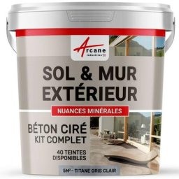 Béton ciré extérieur pour sol mur terrasse escalier enduit décoratif minéral en kit - 5 m² (en 2