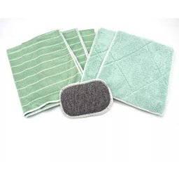 Kit de 3 chiffons microfibres en bambou ,2 lavettes double face et 1 éponge en bambou