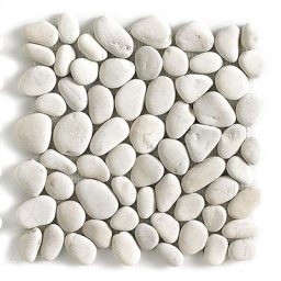 Carrelage de mosaïque / Galet de mer / Maille décorative aspect pierre blanc mat - 33x33 cm Pegane