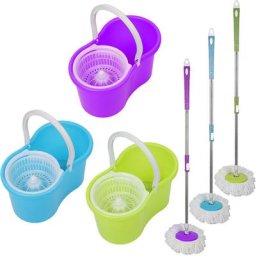 Set Classic Mop, Balai et Seau-essoreur Turbo, avec 2 Serpillières Réutilisables - Vert - Aqrau