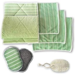 Chiffon Microfibre Bambou 8 pièces, 3 Eponges offertes Pour Nettoyer Lustrer Vitres, Plan de