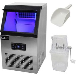 Machine à Glaçons Professionnelle en Inox pour Restaurants, Bars et Salon de Thé, 40kg de Glaçons