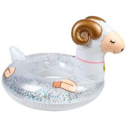 Bouée Gonflable Ronde xxl pour Piscine & Plage Ultra Confort, Flotteur Deluxe - Mouton a Paillettes