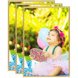 Collage de cadres photo 3 pcs de mur table Doré 59,4x84 cm MDF vidaXL - Gold